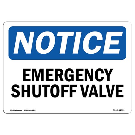 Signmission Safety Sign, OSHA Notice, 3.5" Height, Emergency Shutoff Valve Sign, Landscape, 10PK OS-NS-D-35-L-11911-10PK